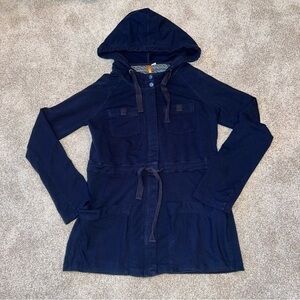 Sundry Women’s Zip Up Hooded Cotton Jersey Jacket Navy Blue Size Small